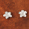 14K White Gold Plumeria Post Earrings Sandblast Polish Edge (XS/S)