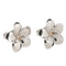 14K White Gold Plumeria Post Earrings Sandblast Polish Edge (XS/S)