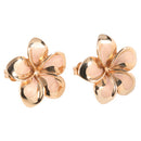 14K Pink Gold Plumeria Post Earrings Sandblast Polish Edge (XS/S/M)