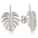 Monstera Leaf Earrings 14k White Gold