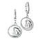 14K White Gold Wave in Circle Earring CZ inlay Lever Back