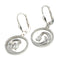 14K White Gold Wave in Circle Earring CZ inlay Lever Back