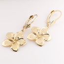 14K Yellow Gold Plumeria Lever Back Earrings (8.5mm-15.5mm)