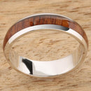 14K White Gold Natural Hawaiian Koa Wood Inlaid Wedding Ring 5mm