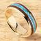 10K Yellow Gold Natural Koa Wood and Opal Triple Row Oval Wedding Ring 6mm