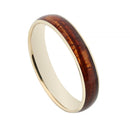 14 Karat Yellow Gold Koa Wood Ring Barrel Shape 4mm