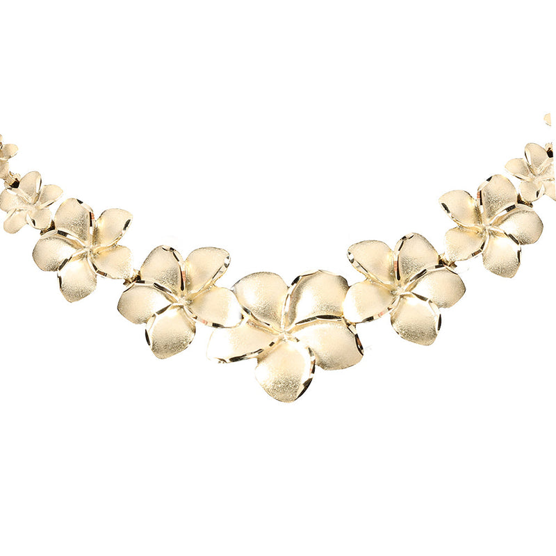 14K Yellow Gold Plumeria Necklace