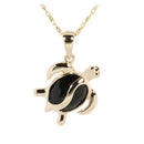 Yellow Gold Black Coral Inlaid Honu(Hawaiian Turtle) Pendant