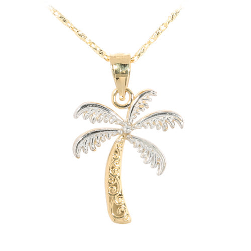 Two Tone WG/YG Palm Tree Pendant(S)