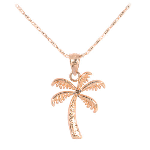 Pink Gold Palm Tree Pendant(S)