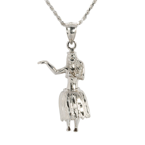 White Gold Hula Girl Pendant(L)