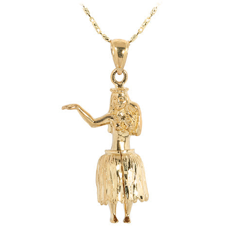 Yellow Gold Hula Girl Pendant(L)