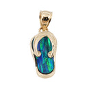 14K Yellow Gold Opal Inlaid Slipper (Flip Flop) Pendant (Chain Sold Separately)