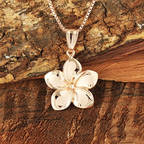 14K Pink Gold Plumeria Pendant (S/M/L/XL) (Chain Sold Separately)