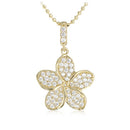 14K Yellow Gold Plumeria Pendant with Pave Clear CZ Set