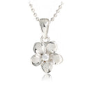 14K White Gold Plumeria Pendant with CZ (XS/S/M/L) (Chain Sold Separately)