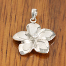 14K White Gold Plumeria Pendant with CZ (XS/S/M/L) (Chain Sold Separately)