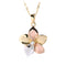 14K Gold Tri-Color 15mm Plumeria Pendant CZ Inlaid