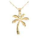 14K Yellow Gold Hawaiian Jewelry Palm Tree Pendant