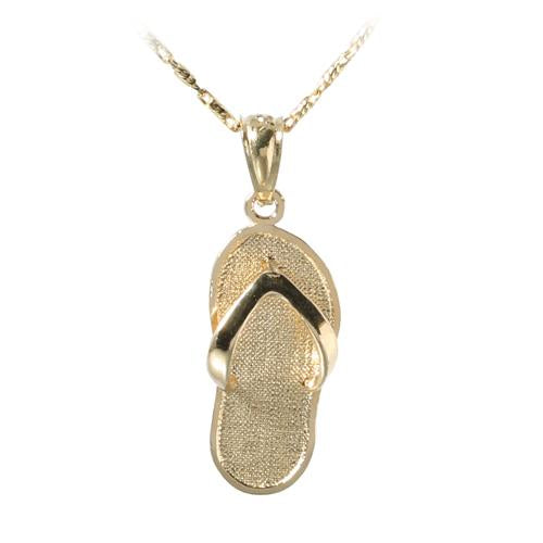 14K Yellow Gold Slipper (Flip Flop) Pendant (Chain Sold Separately)