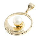 14K Yellow Gold Wave Incircle Pendant w/Pearl(Chain Sold Separately)