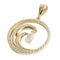 14K Yellow Gold Wave in Circle Pendant CZ Inlay(Chain Sold Separately)