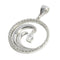 14K White Gold Wave in Circle Pendant CZ Inlay(Chain Sold Separately)