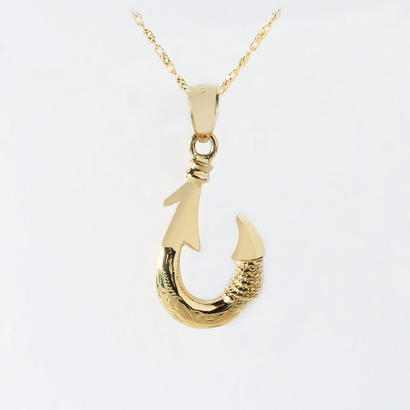 14K Yellow Gold High Polish Fish Hook Pendant (Chain Sold Separately)