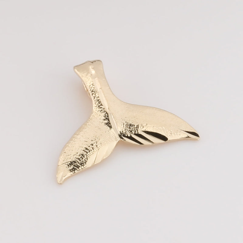 14K Yellow Gold Whale Tail Pendant (S/M) (Chain Sold Separately)