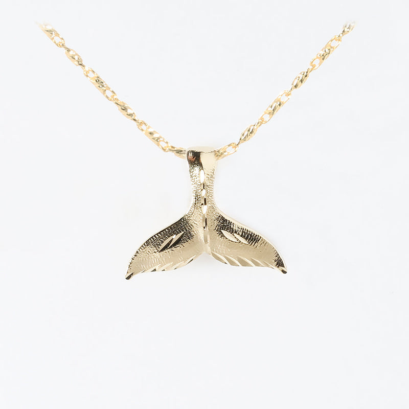 14K Yellow Gold Whale Tail Pendant (S/M) (Chain Sold Separately)