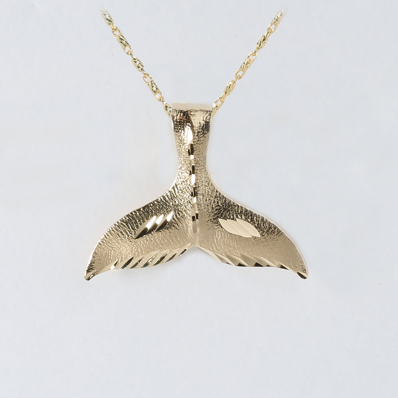 14K Yellow Gold Whale Tail Pendant (S/M) (Chain Sold Separately)