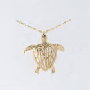 14K Yellow Gold See Through ALOHA in Honu (Hawaiian Turtle) Pendant (S/L) (Chain Sold Separately)