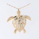 14K Yellow Gold See Through ALOHA in Honu (Hawaiian Turtle) Pendant (S/L) (Chain Sold Separately)