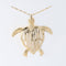 14K Yellow Gold See Through ALOHA in Honu (Hawaiian Turtle) Pendant (S/L) (Chain Sold Separately)