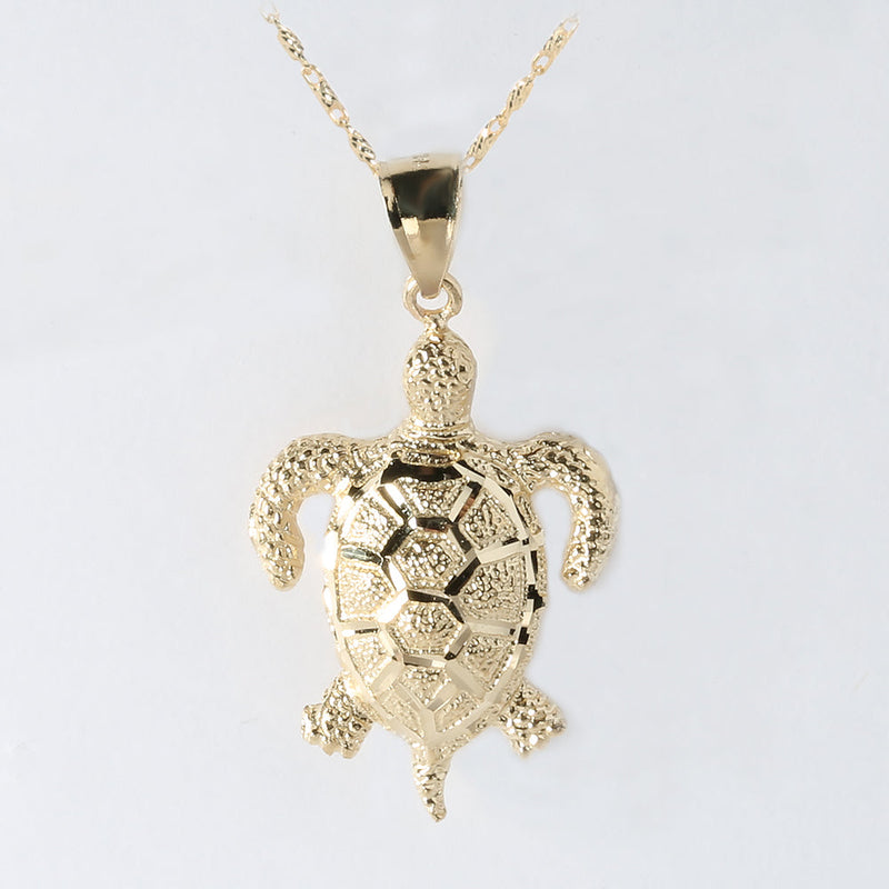 14K Yellow Gold Large Honu (Hawaiian Turtle) Pendant (Chain Sold Separately)