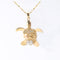 14K Tri-Color Gold Honu (Hawaiian Turtle) with Plumeria and CZ Pendant (Chain Sold Separately)