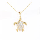 14K Yellow Gold Honu (Hawaiian Turtle) with CZ Pendant (Chain Sold Separately)