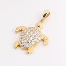 14K Yellow Gold Honu (Hawaiian Turtle) with CZ Pendant (Chain Sold Separately)