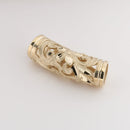 14K Yellow Gold See Through Hawaiian Scroll Tube Pendant (S/M/L) (Chain Sold Separately)