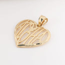 14K Yellow Gold See Through ALOHA in Heart Pendant (S/L) (Chain Sold Separately)