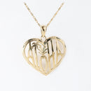 14K Yellow Gold See Through ALOHA in Heart Pendant (S/L) (Chain Sold Separately)