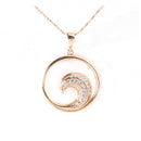 14K Pink Gold Wave with CZ Pendant (Chain Sold Separately)