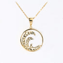 14K Yellow Gold Diamond Cut Wave Pendant (Chain Sold Separately)