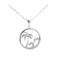 14K White Gold Island with CZ Wave in Circle Pendant (Chain Sold Separately)