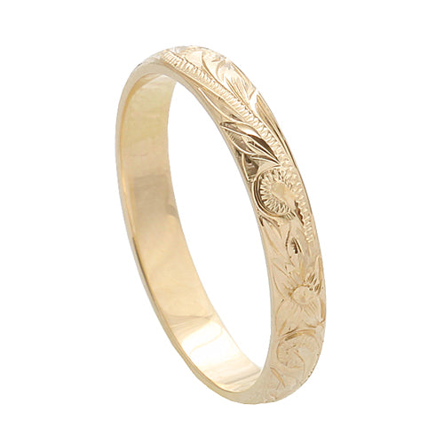 Hawaiian Jewelry 14K Yellow Gold 3mm King Scrolling Ring