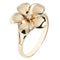 14K Yellow Gold Plumeria Ring with CZ Sandblast Polish Edge 15mm - Hanalei Jeweler