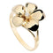 14K Yellow Gold Plumeria Ring with CZ Sandblast Polish Edge 15mm - Hanalei Jeweler