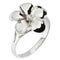 14K White Gold Plumeria Ring with CZ Sandblast Polish Edge 15mm - Hanalei Jeweler