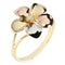 14K Gold tri-color Plumeria Ring with CZ Sandblast Polish Edge 15mm - Hanalei Jeweler