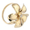 14K Yellow Gold Plumeria Ring with CZ Sandblast Polish Edge 23mm - Hanalei Jeweler